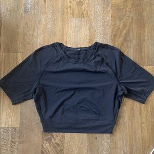 lululemon Fine Force Short Sleeve - Cropped, Short Sleeve Workout Shirt - Black